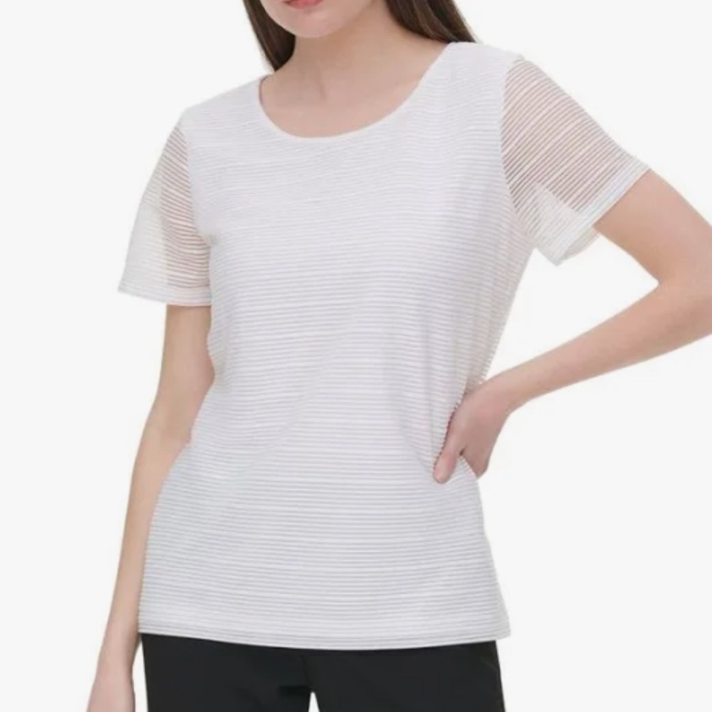 Calvin Klein Textured Short Sleeve White T-shirt #74